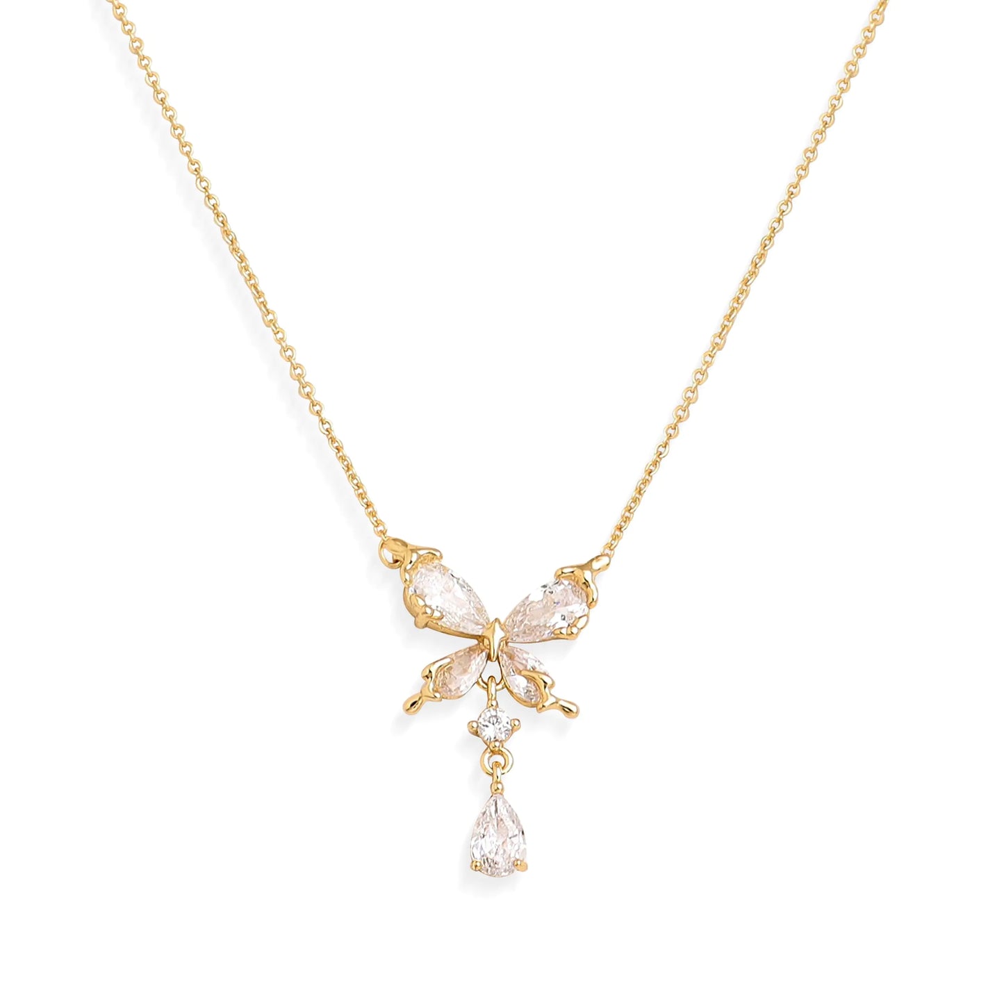 Gold Butterfly Necklace – Dainty CZ Pendant