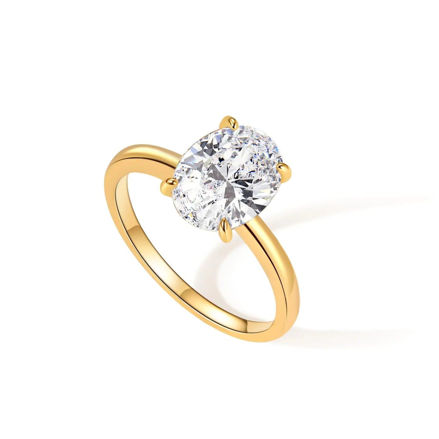 Oval Sparkle Gold Ring – Dainty CZ Stone