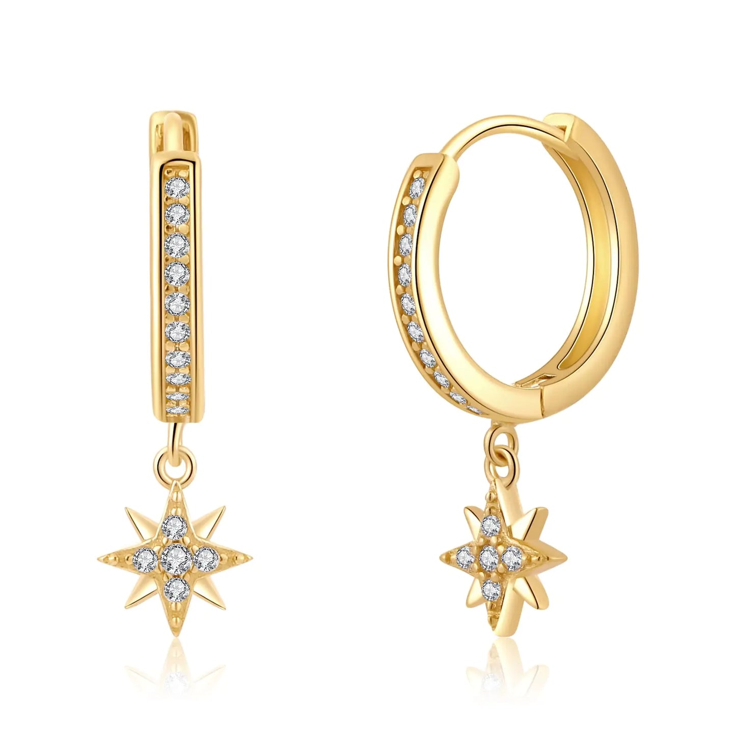 Gold Star Hoop Earrings