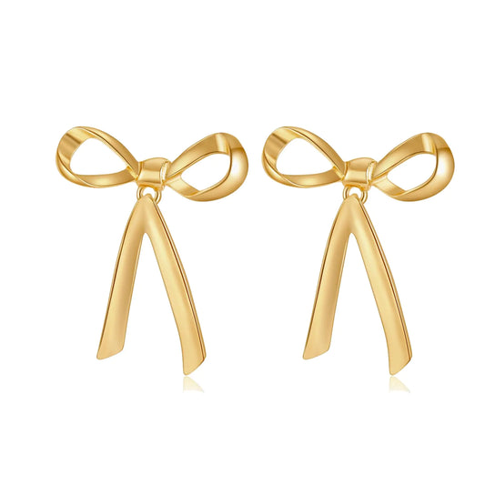Elegant Gold Bow Earrings -Dainty